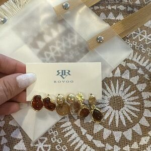 OVO Gold and Brown Ethnic-Inspired Earrings